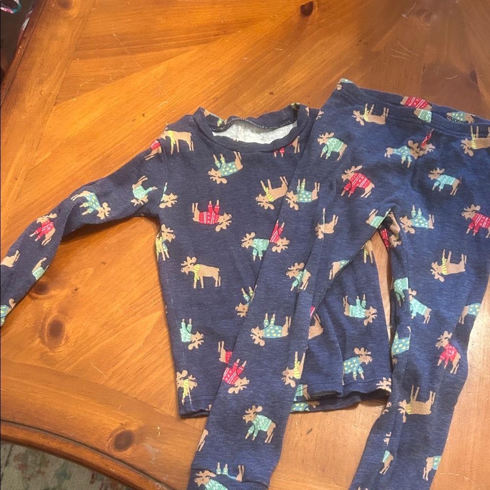 Carter's Blue Pajama Set with Moose Print